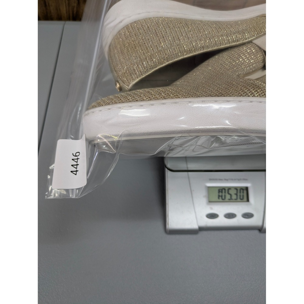 Michael Kors Keaton Gold Glitter Metallic Shoes Womens 10 Slip On Sneakers - Picture 8 of 10